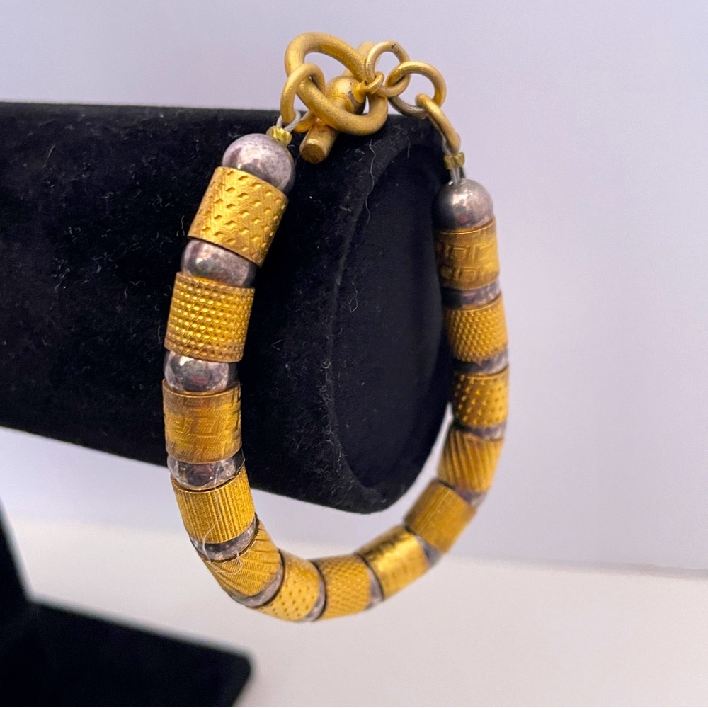 Vintage Gold and Silver Tone Streetwear Boho Hippie Unique Abstract Bracelet